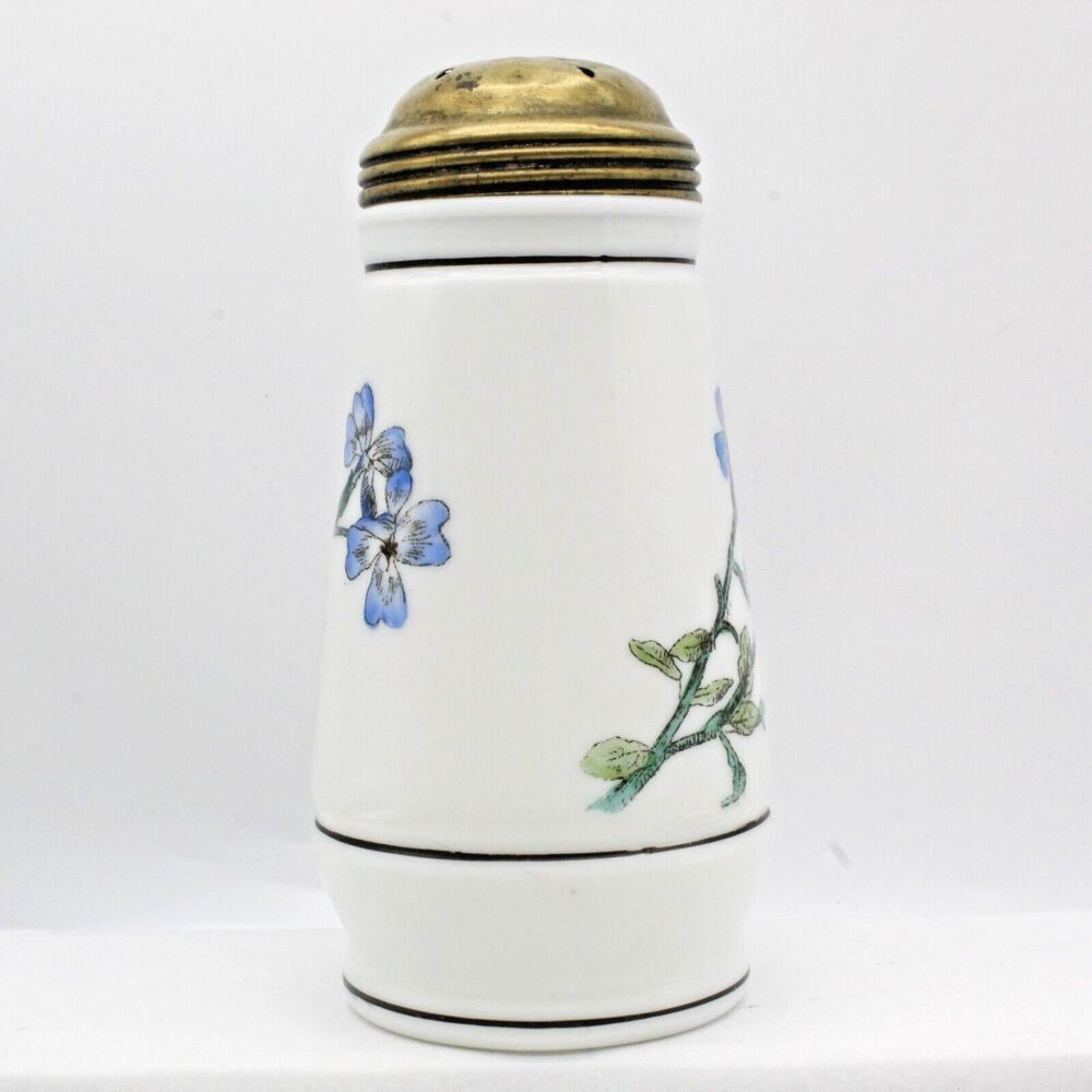 Challinor Taylor Glass Sugar Shaker Muffineer Painted Opalware Florals  Antique - Picture 2 of 9